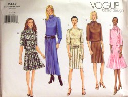 2447 VOG EZ DROP WAIST SS-LS PLEAT STRT-A DRESS PATTERN 18-22